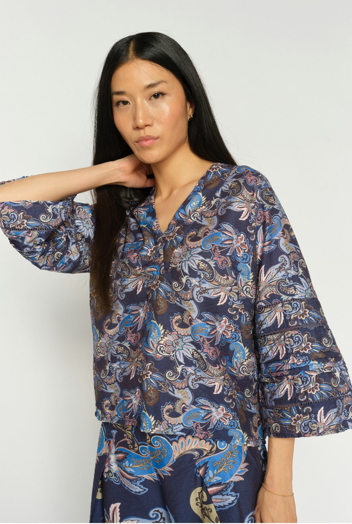 MMAleysa Paisley Blouse Crown Blue - 177960