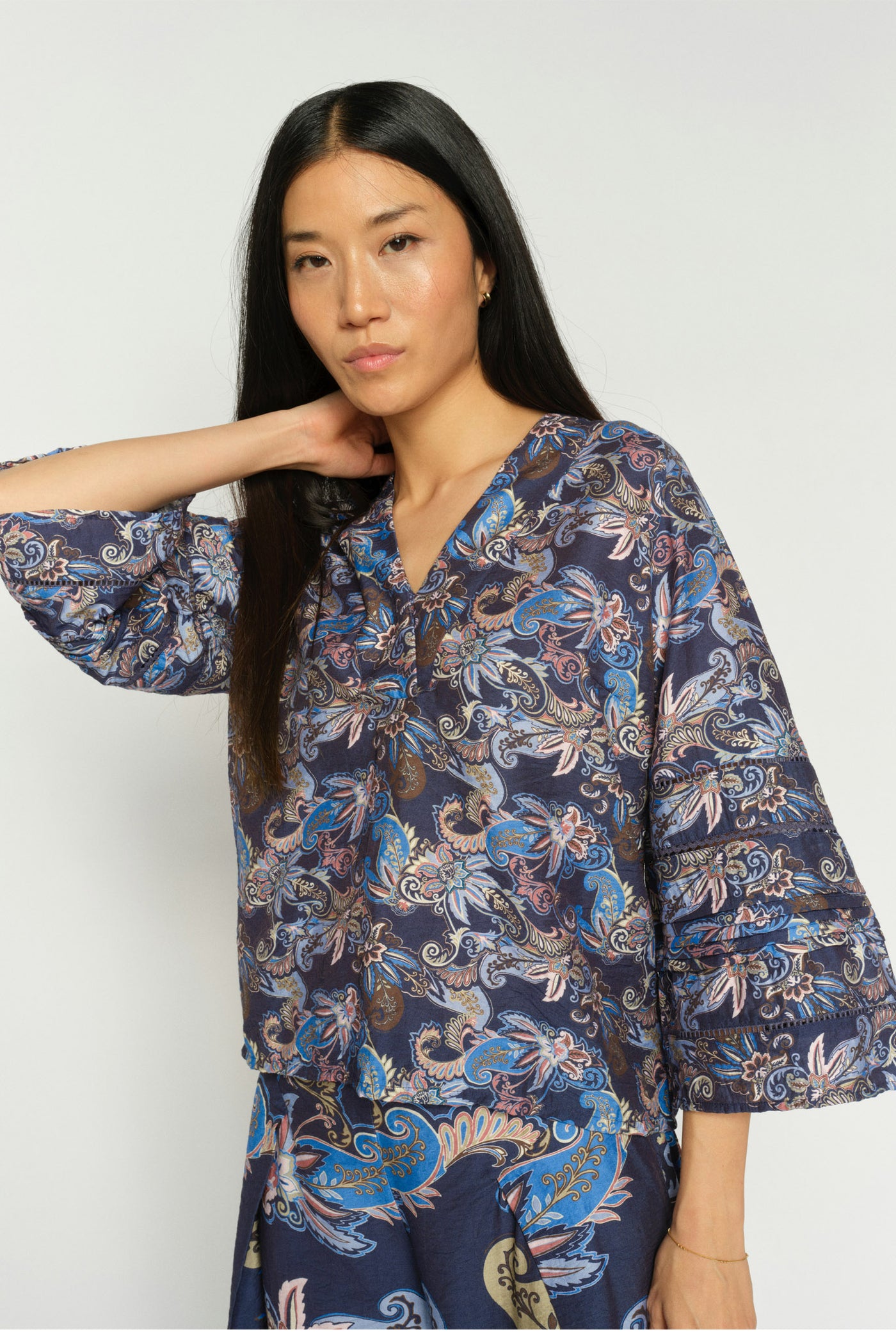 MMAleysa Paisley Blouse Crown Blue - 177960