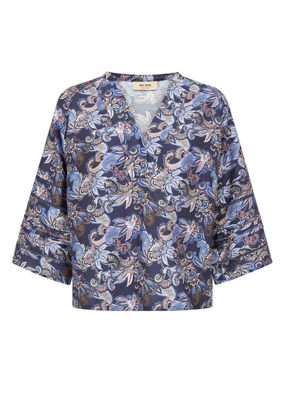 MMAleysa Paisley Blouse Crown Blue - 177960 Thumbnail