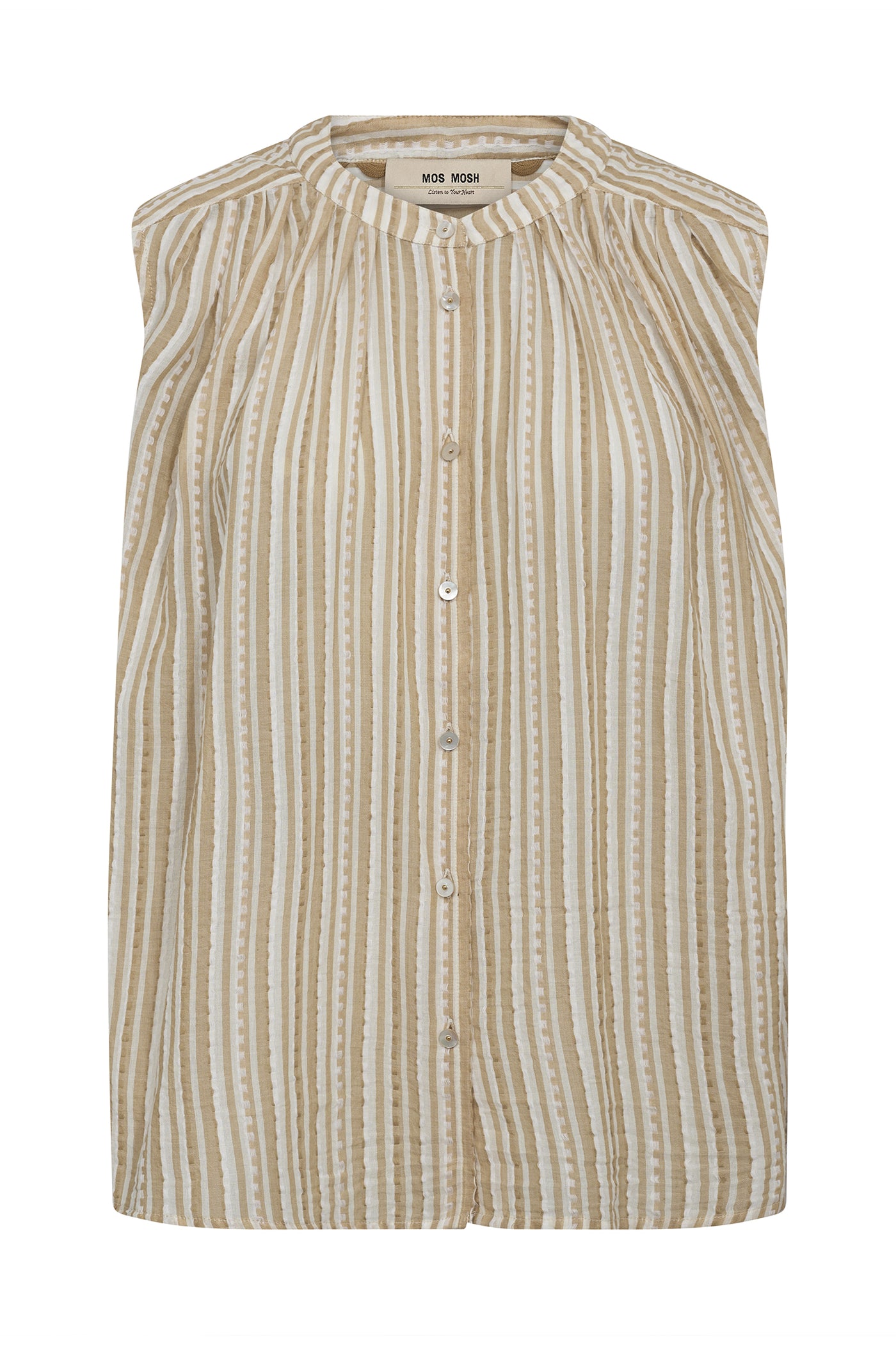 MMAmelia Stripe SL Blouse Sesame - 180130