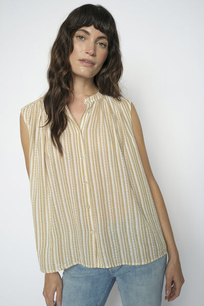 MMAmelia Stripe SL Blouse Sesame - 180130 Thumbnail