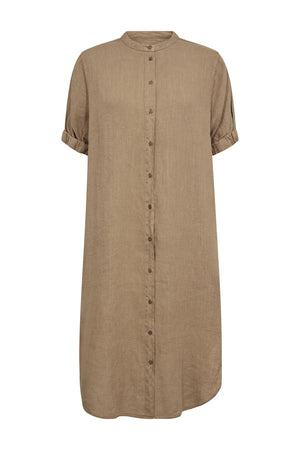 MMArleth SS Linen Dress Petrified Oak - 177990