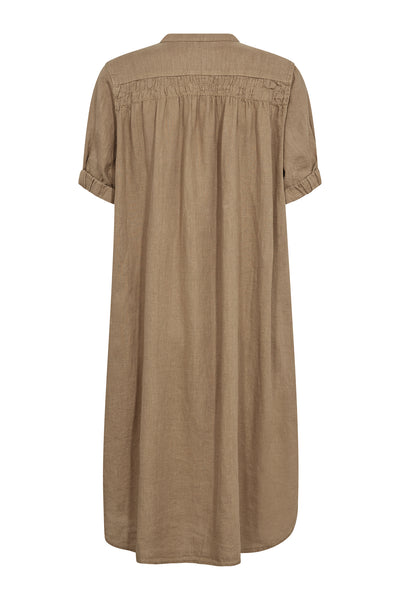 MMArleth SS Linen Dress Petrified Oak - 177990 Thumbnail