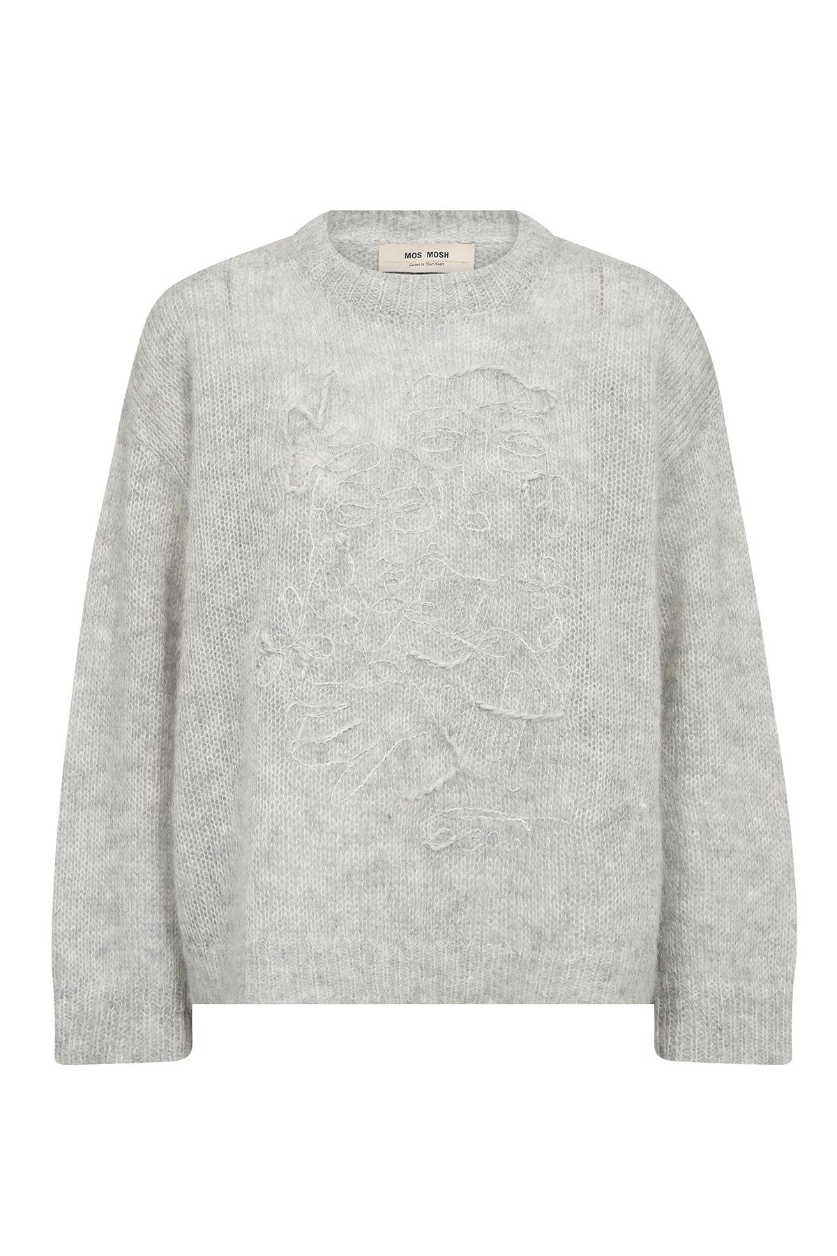 MMAroa Bernat Emb Knit Light Grey Melange - 182910