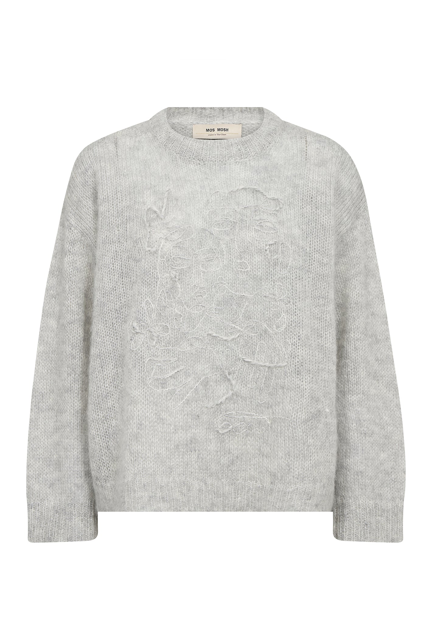 MMAroa Bernat Emb Knit Light Grey Melange - 182910