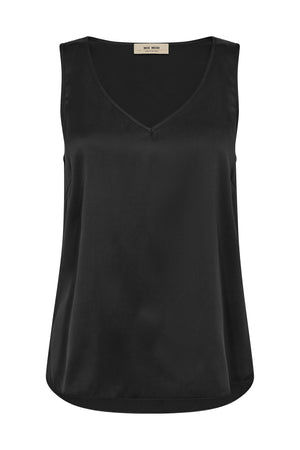 MMAstrid V-Neck Silk Tank Top Black
