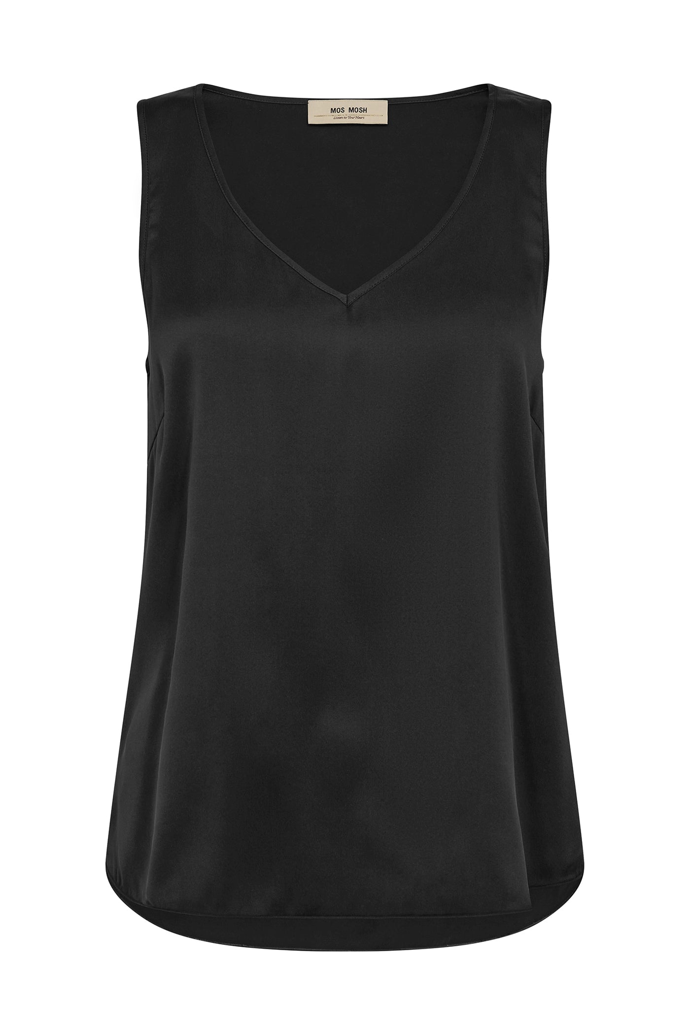 MMAstrid V-Neck Silk Tank Top Black