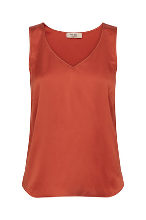 MMAstrid V-Neck Silk Tank Top Spicy Orange - 153590