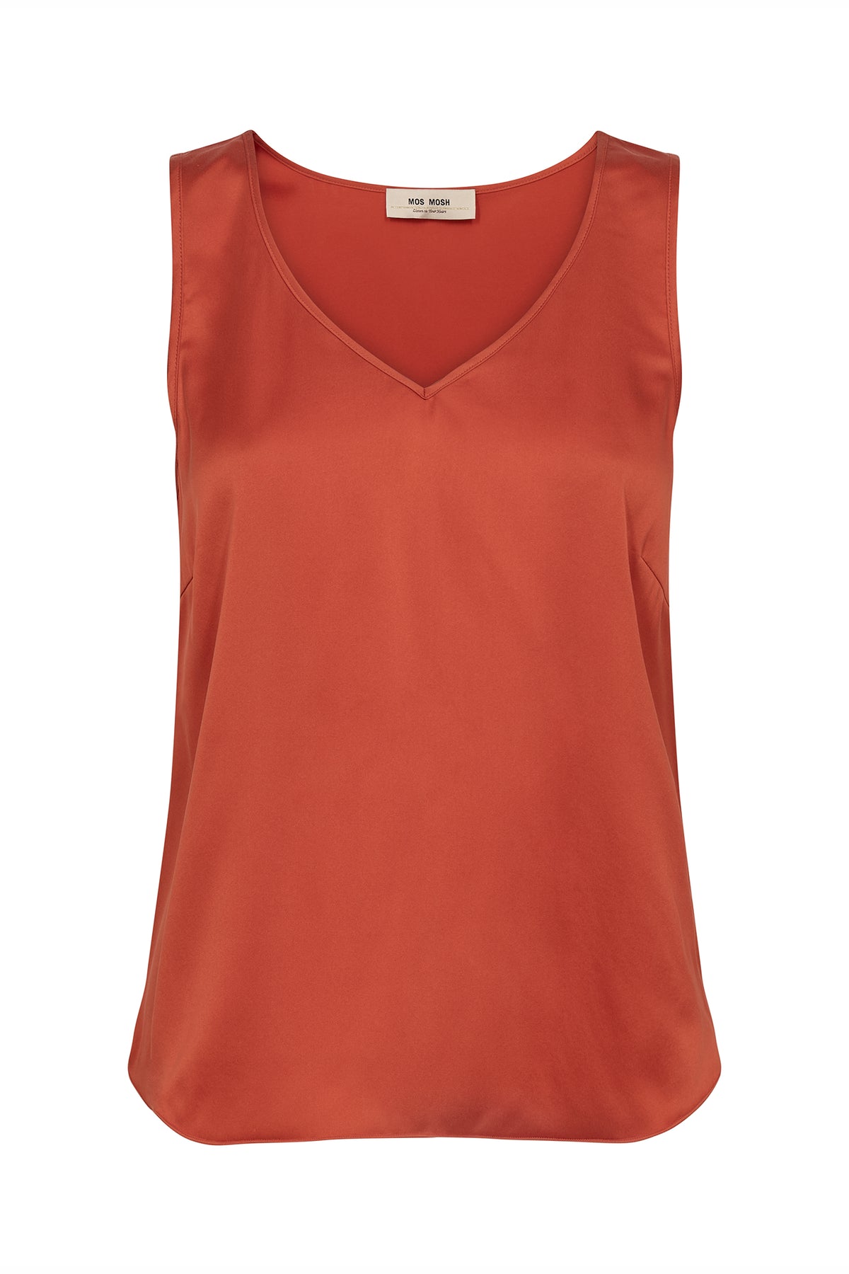 MMAstrid V-Neck Silk Tank Top Spicy Orange - 153590
