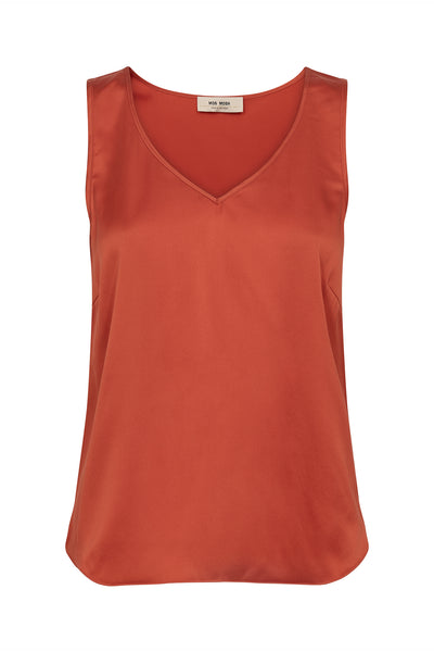 MMAstrid V-Neck Silk Tank Top Spicy Orange - 153590 Thumbnail