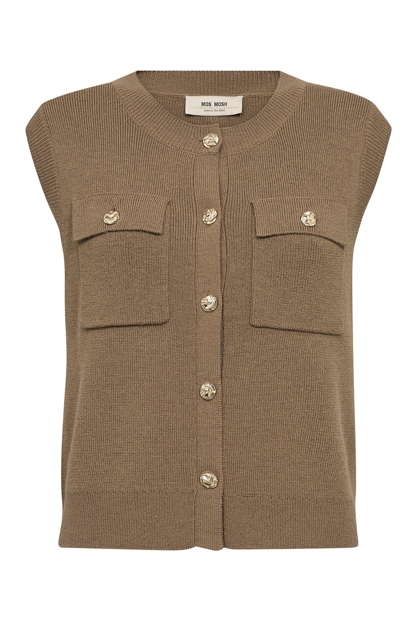 MMAyana Wool Knit Vest Dark Camel - 182960