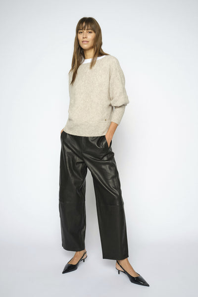 MMBarrel Leather Pant Black - 182030 Thumbnail