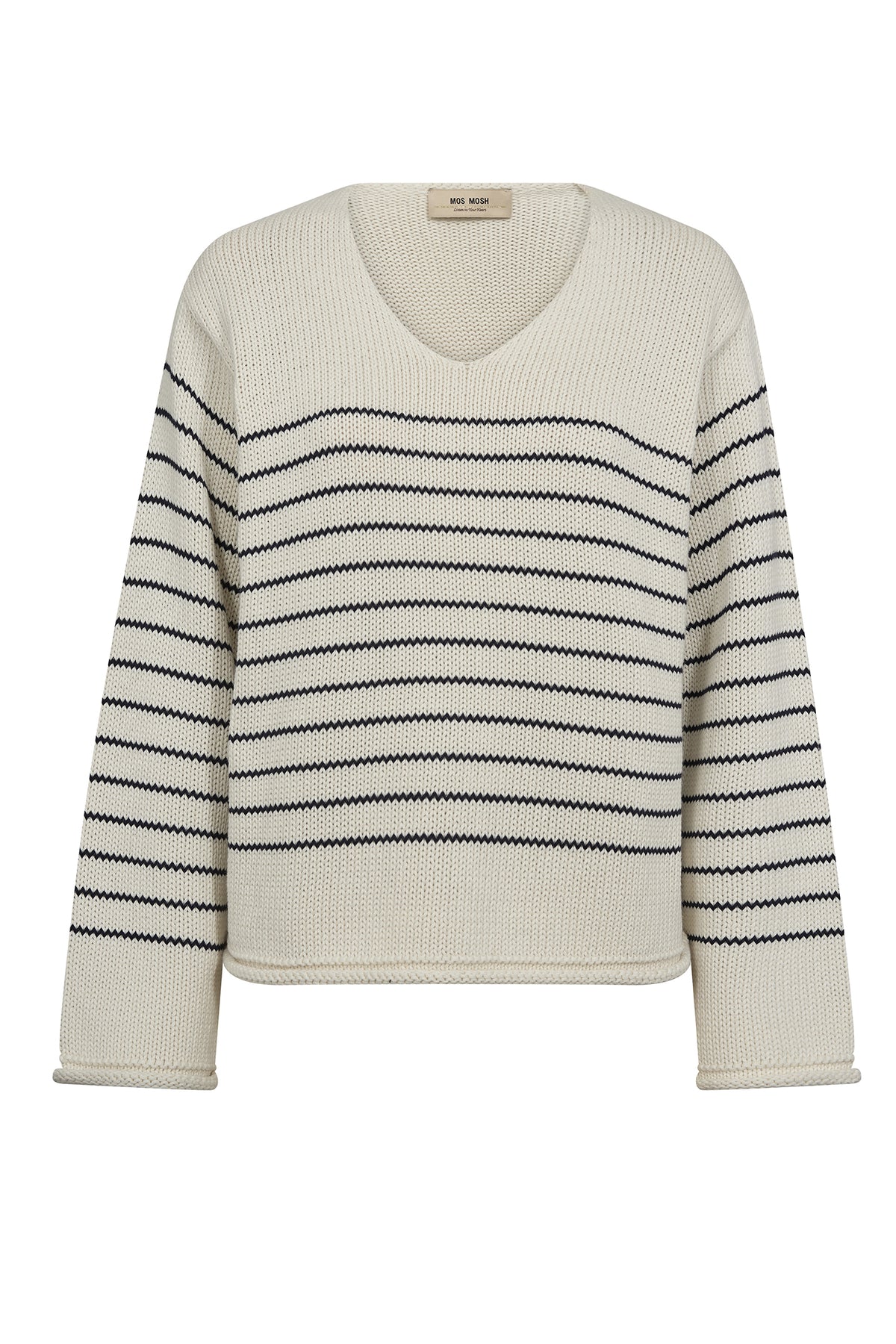 MMBine LS V-Neck Stripe Knit ECRU - 170690