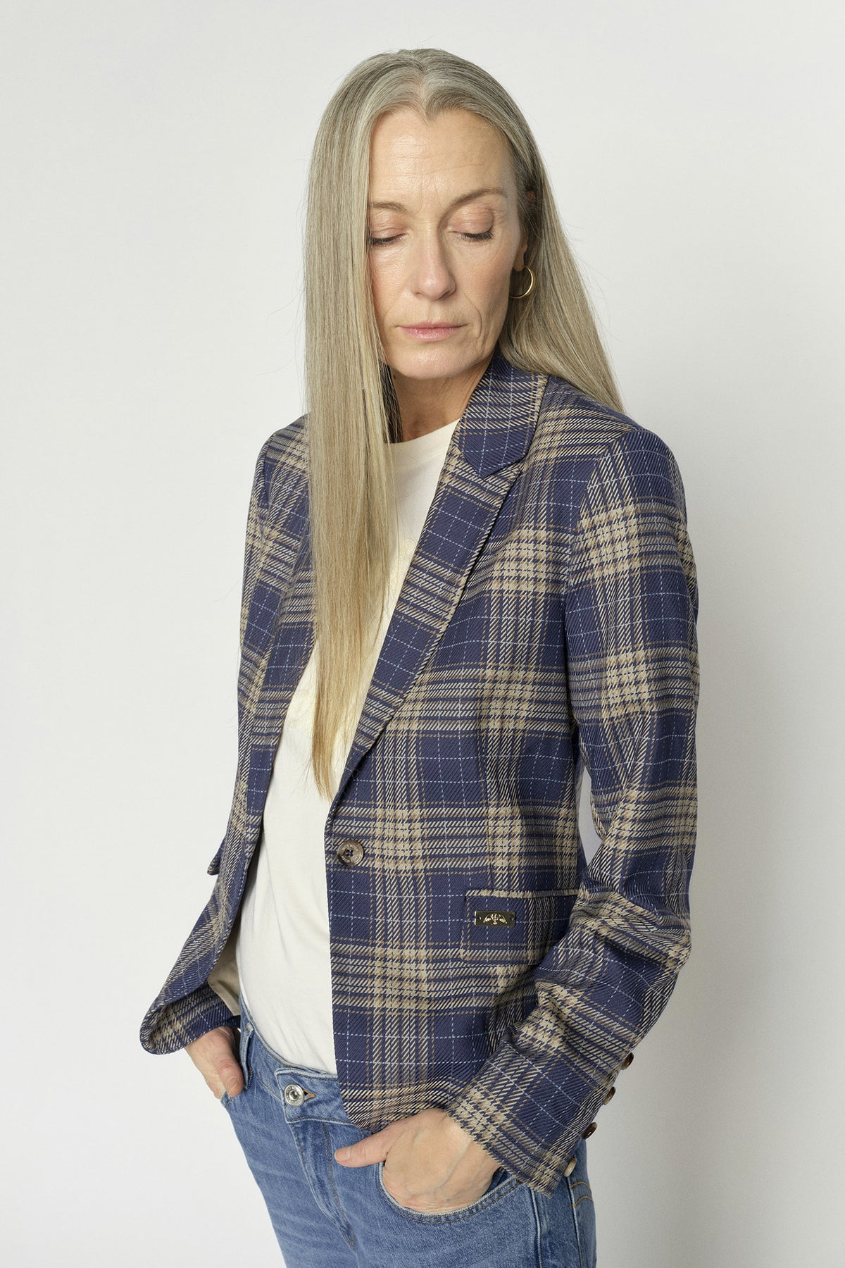 MMBlake Chec Blazer Crown Blue - 178290