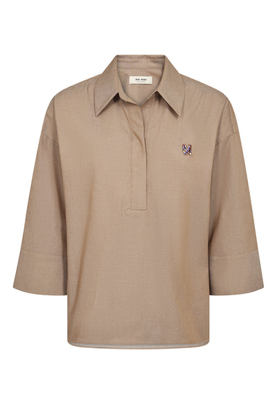 MMBritze Cam Cotton Blouse Dark Camel - 179320 Thumbnail