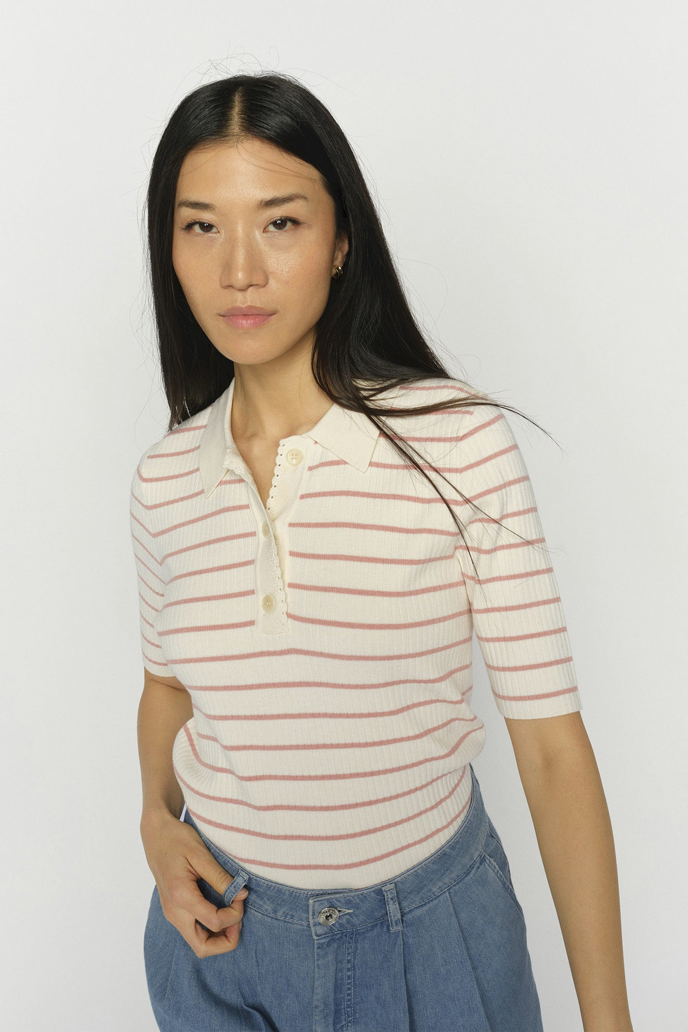 MMCaliz Stripe SS Knit Peachy - 176710