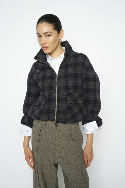 MMCamille Check Jacket Salute Navy - 181420 Thumbnail