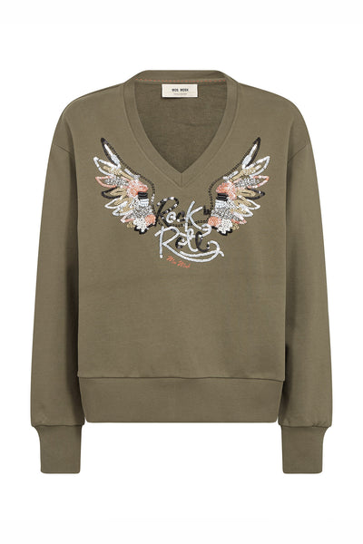 MMCosette V-LS Spring Sweatshi Olive night - 178020 Thumbnail
