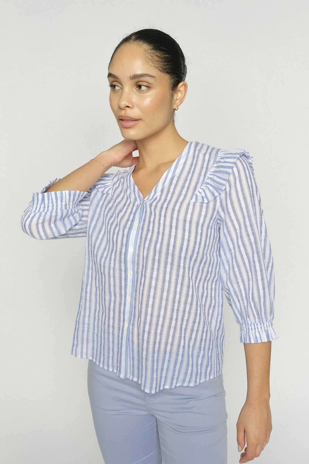 MMDebby Stripe Shirt Brunnera Blue - 177110