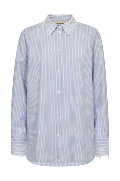 MMElinda Stripe Lace Shirt Brunnera Blue - 177120 Thumbnail