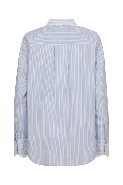 MMElinda Stripe Lace Shirt Brunnera Blue - 177120 Thumbnail