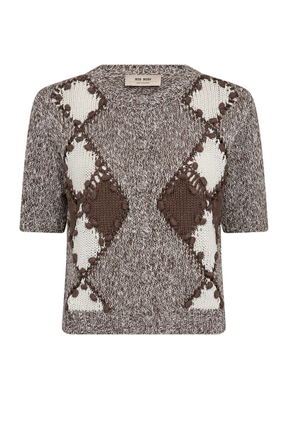 MMElio SS Knit Cardigan Coffee Quartz - 177700 Thumbnail