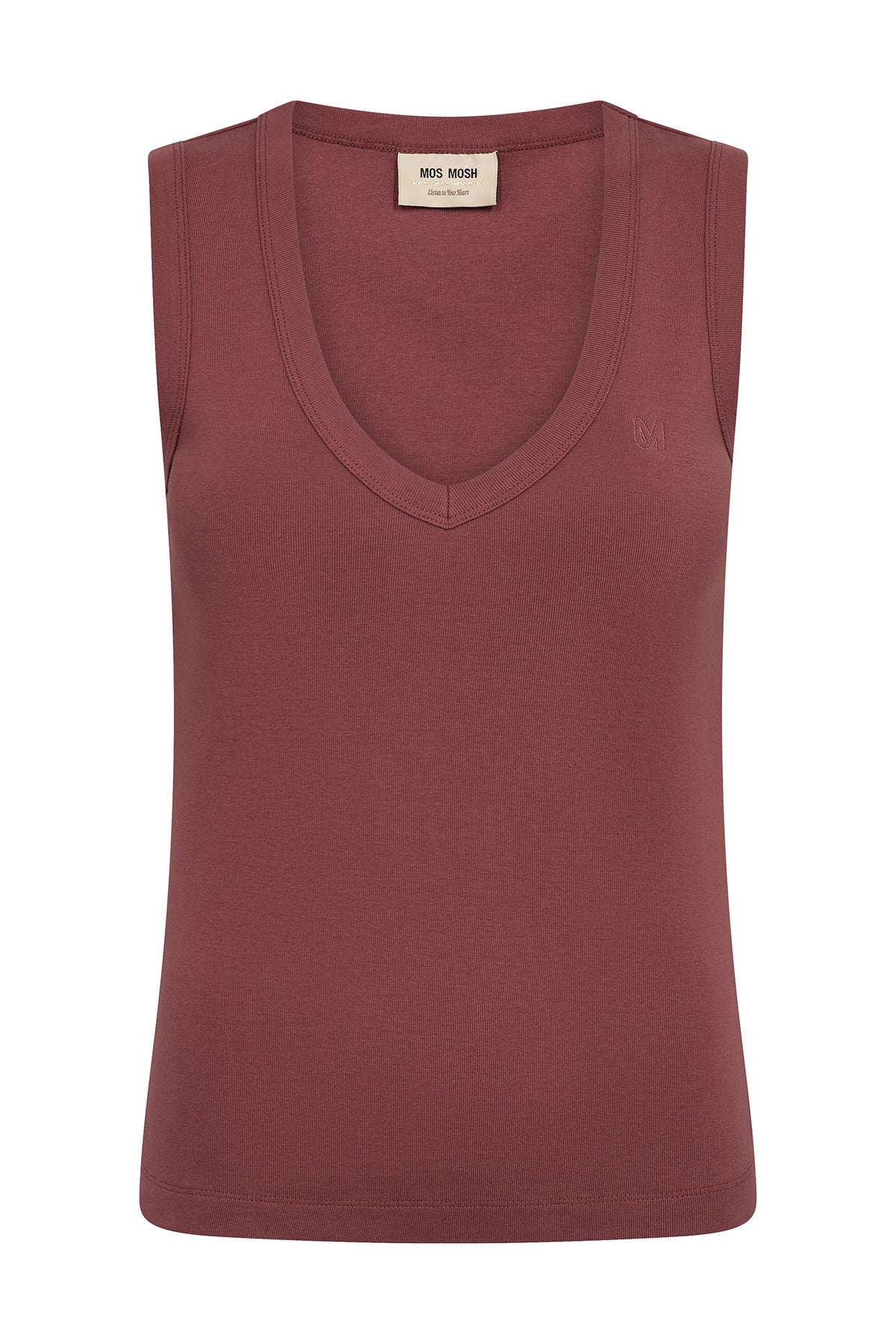 MMElle V-neck Solid Tank Top Cowhide - 178975