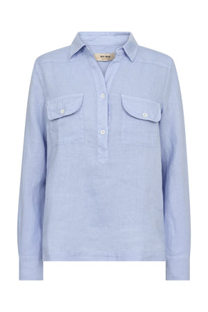 MMEnna Linen Pocket Blouse Brunnera Blue - 168430