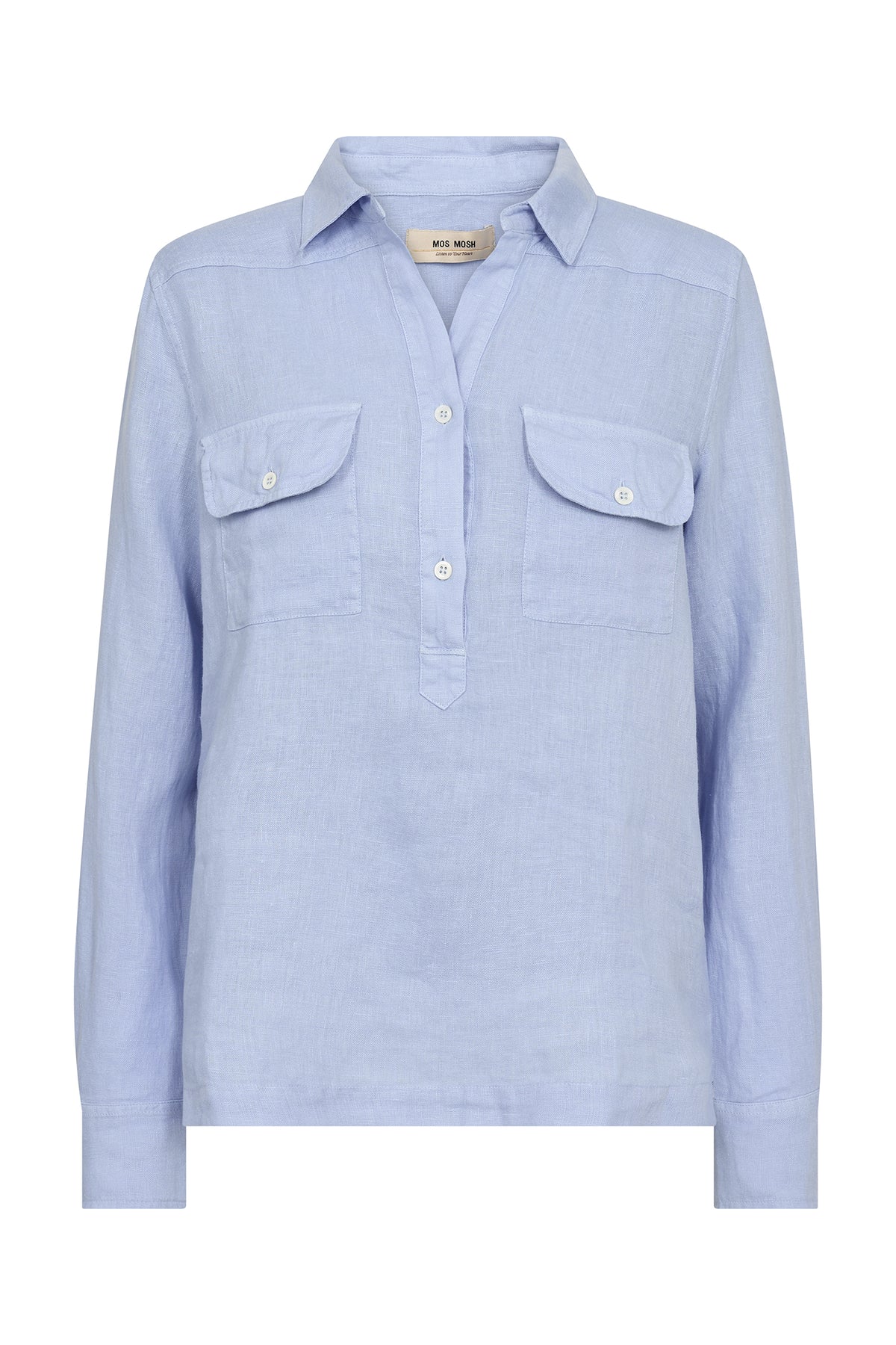 MMEnna Linen Pocket Blouse Brunnera Blue - 168430