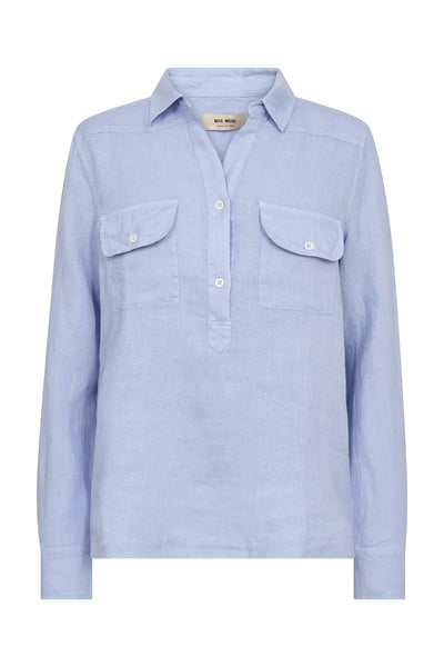 MMEnna Linen Pocket Blouse Brunnera Blue - 168430 Thumbnail