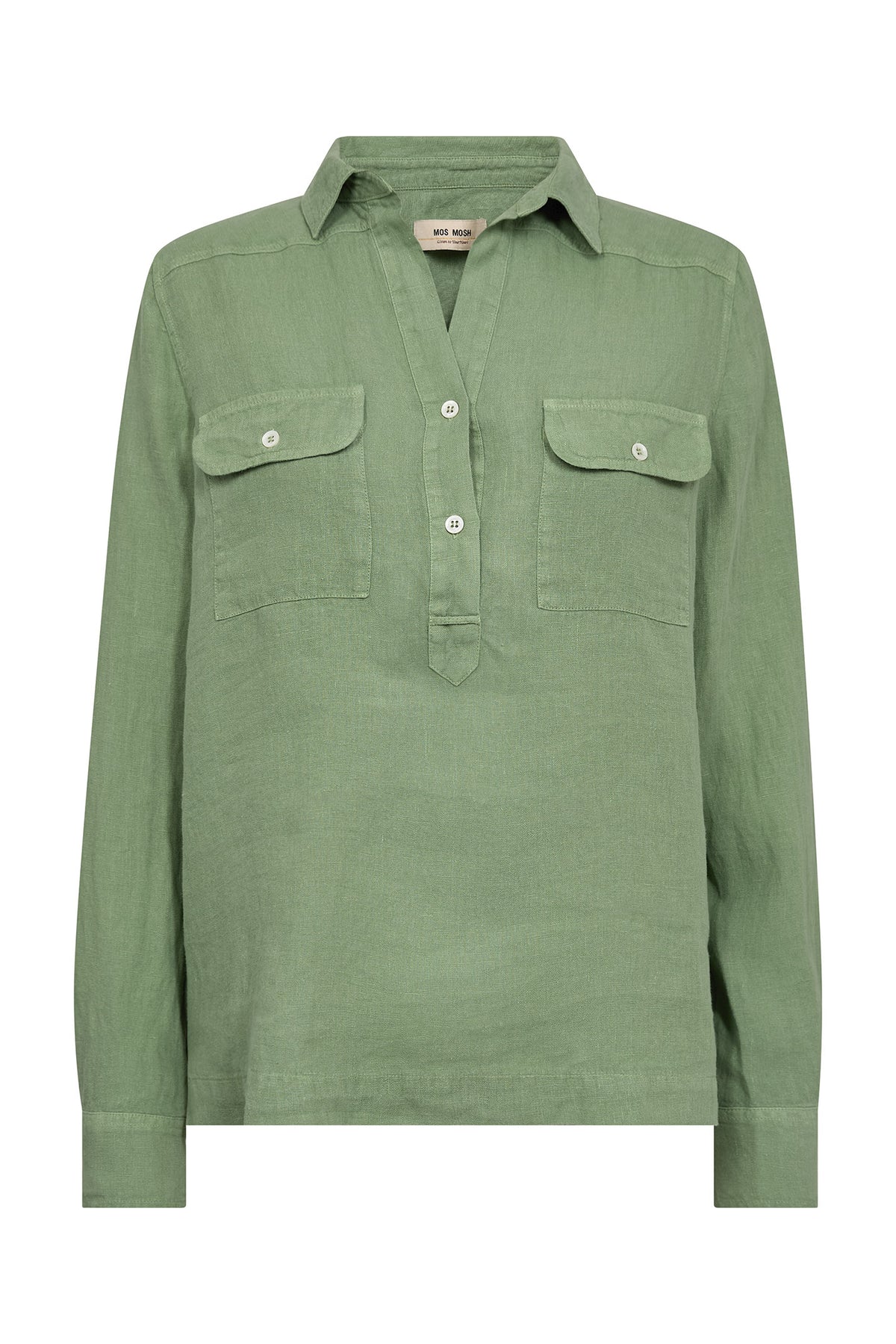 MMEnna Linen Pocket Blouse Turf Green - 168430