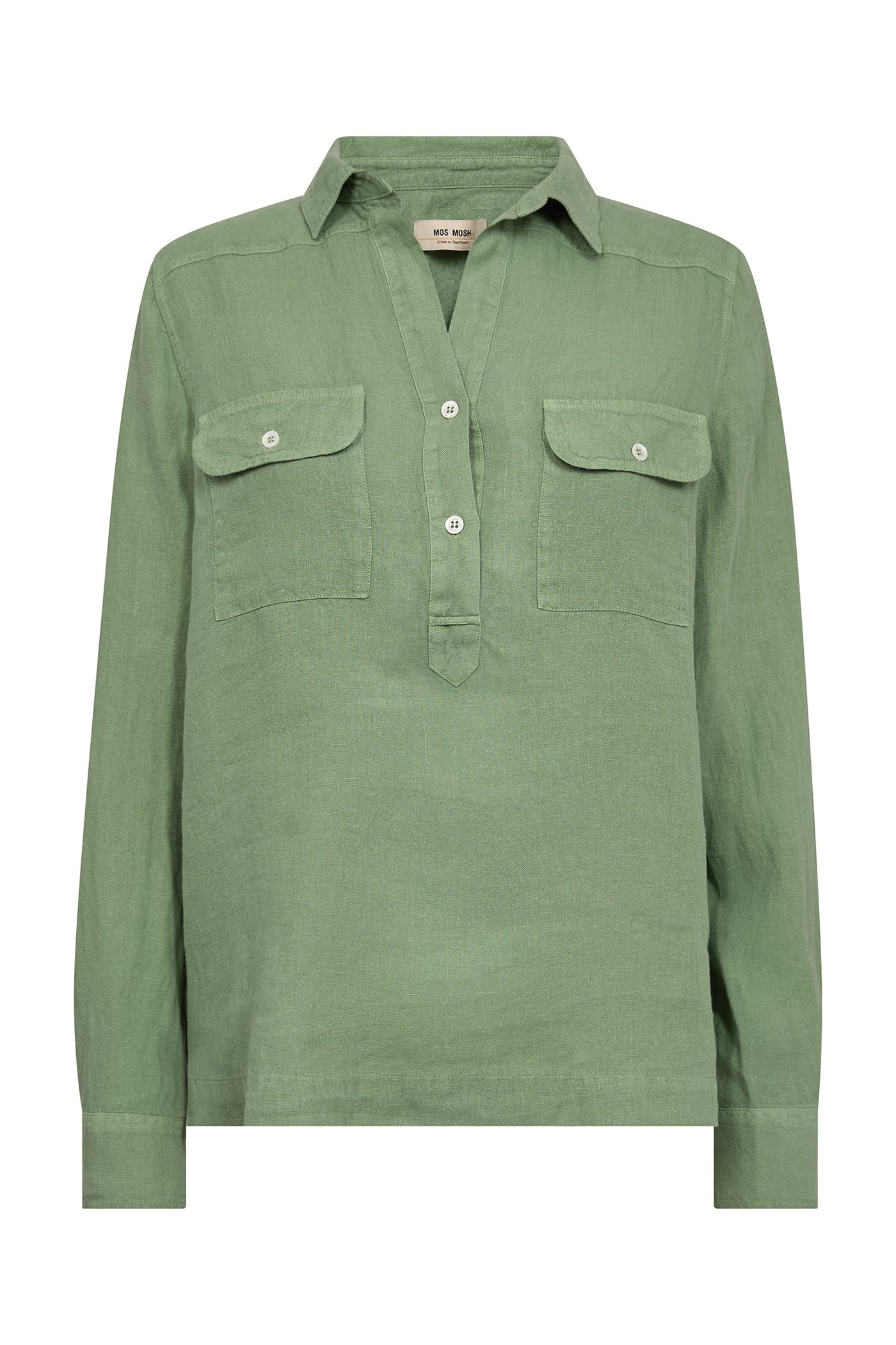 MMEnna Linen Pocket Blouse Turf Green - 168430
