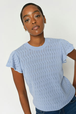 MMGanna Pattern O-Neck Knit To Brunnera Blue - 177580