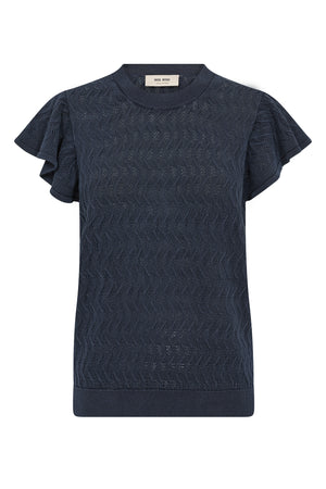 MMGanna Pattern O-Neck Knit To Salute Navy - 177580