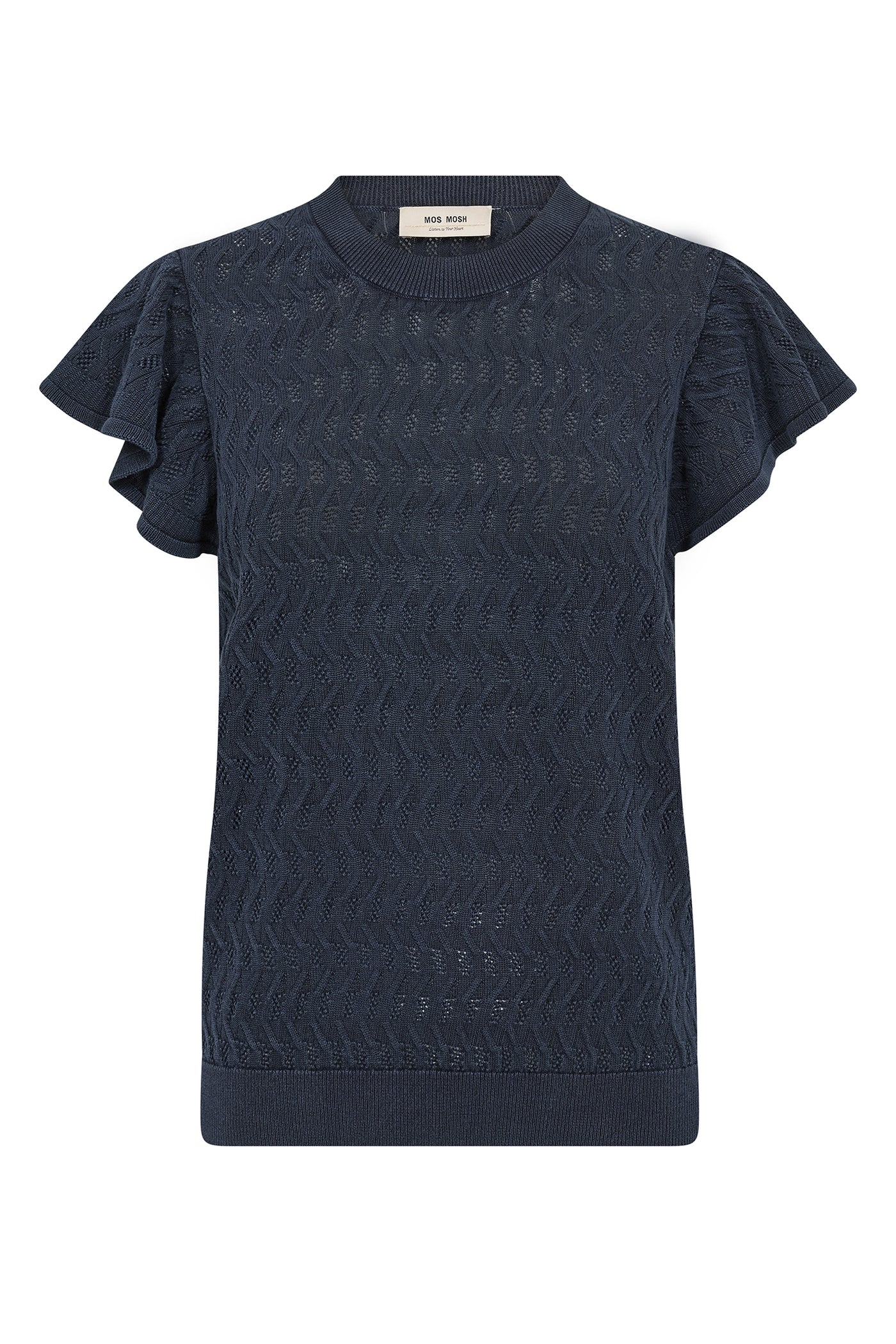 MMGanna Pattern O-Neck Knit To Salute Navy - 177580