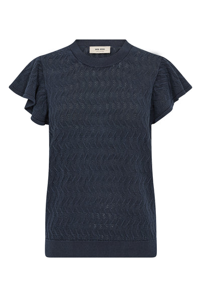 MMGanna Pattern O-Neck Knit To Salute Navy - 177580 Thumbnail