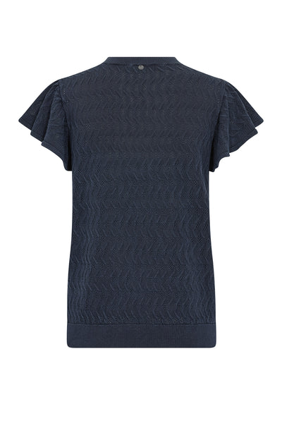 MMGanna Pattern O-Neck Knit To Salute Navy - 177580 Thumbnail