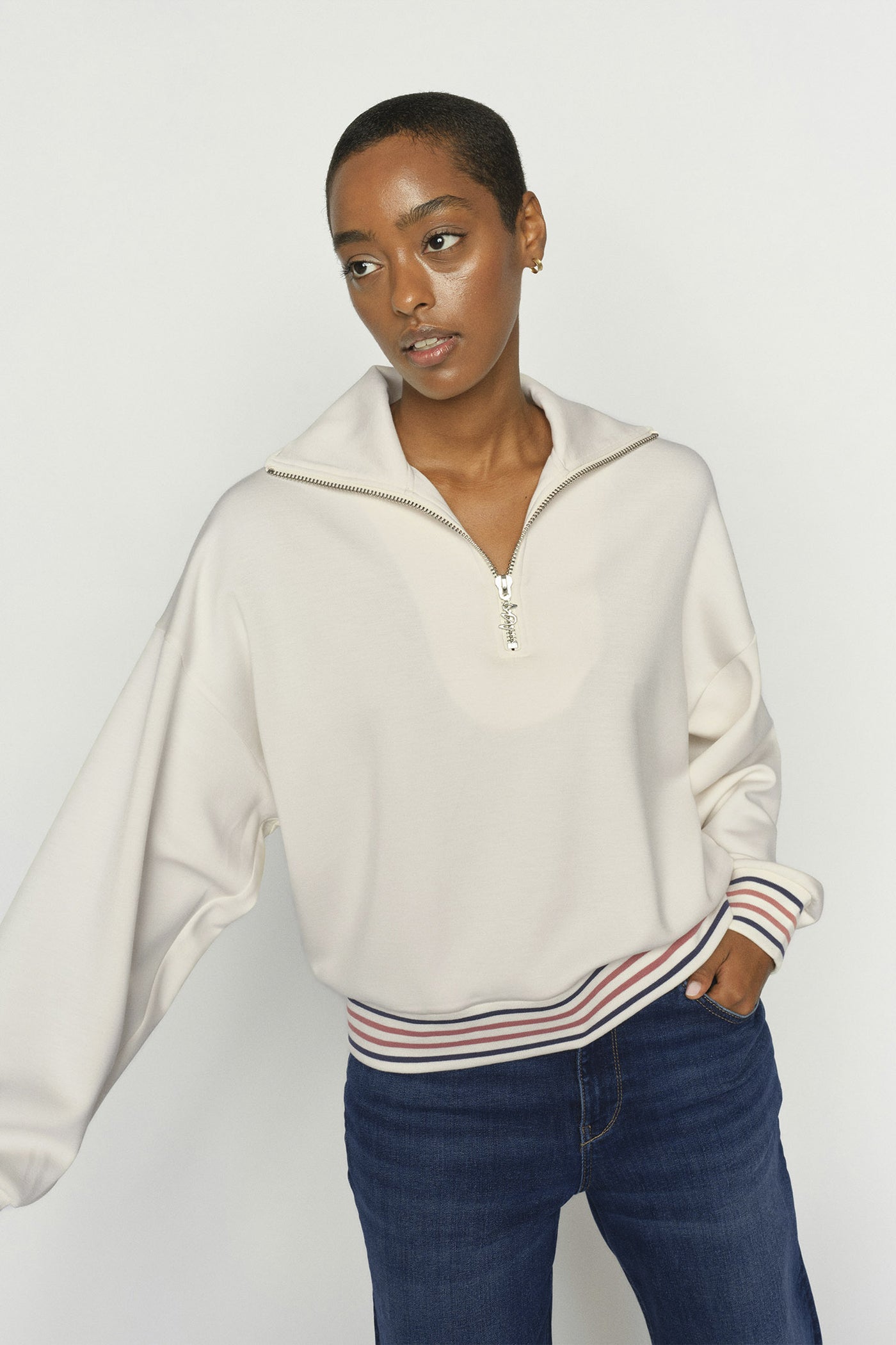 MMGeorgia LS Zip Sweatshirt ECRU - 177520