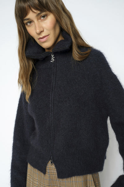 MMHulda Knit Zip Cardigan Salute Navy - 176130 Thumbnail
