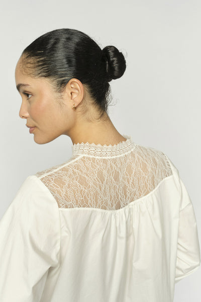 MMInda Cotton Lace Shirt ECRU - 177130 Thumbnail