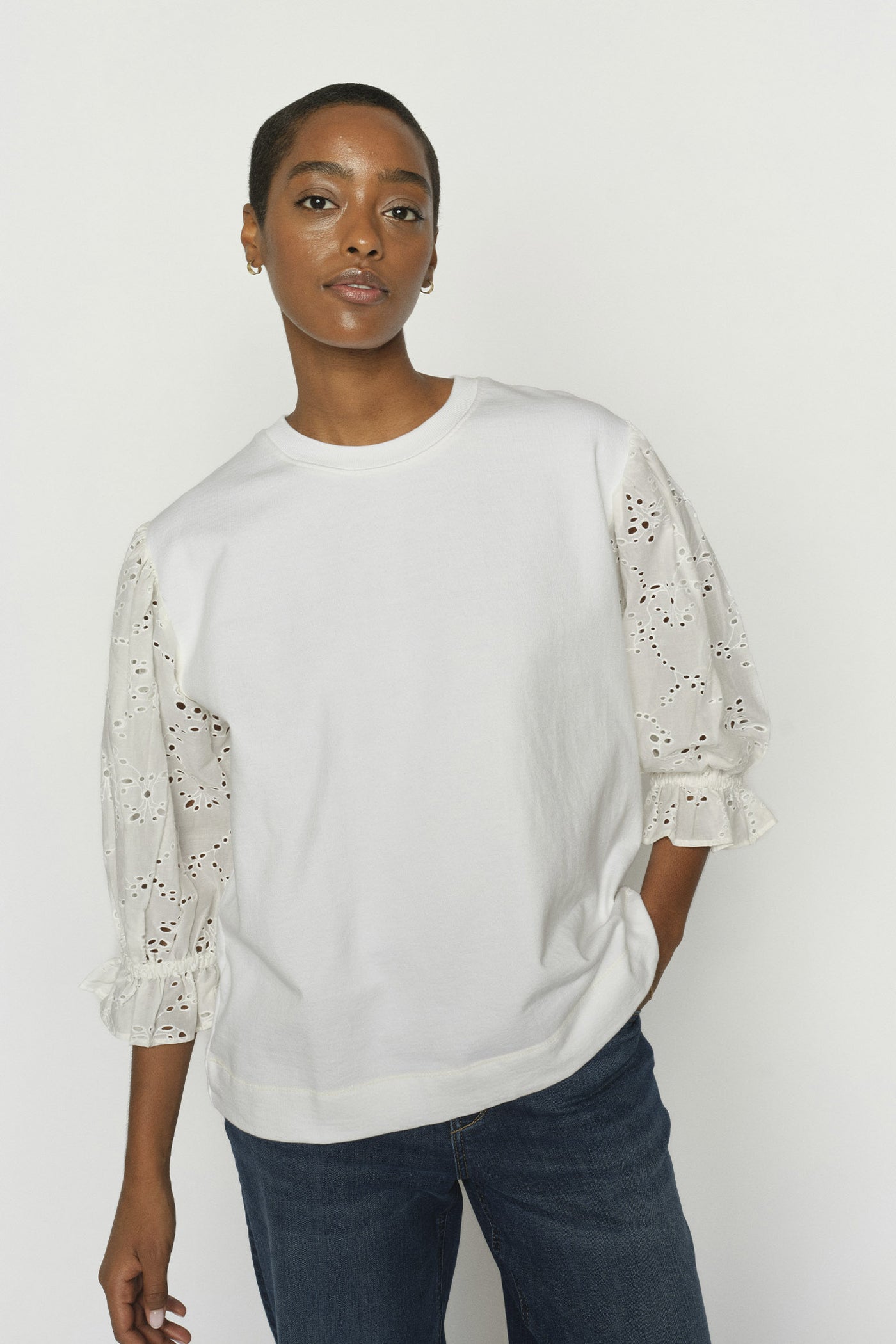 MMJaya 3/4 O-neck Sweatshirt White - 176850