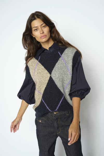 MMJennine Knit Vest Salute Navy - 183090 Thumbnail