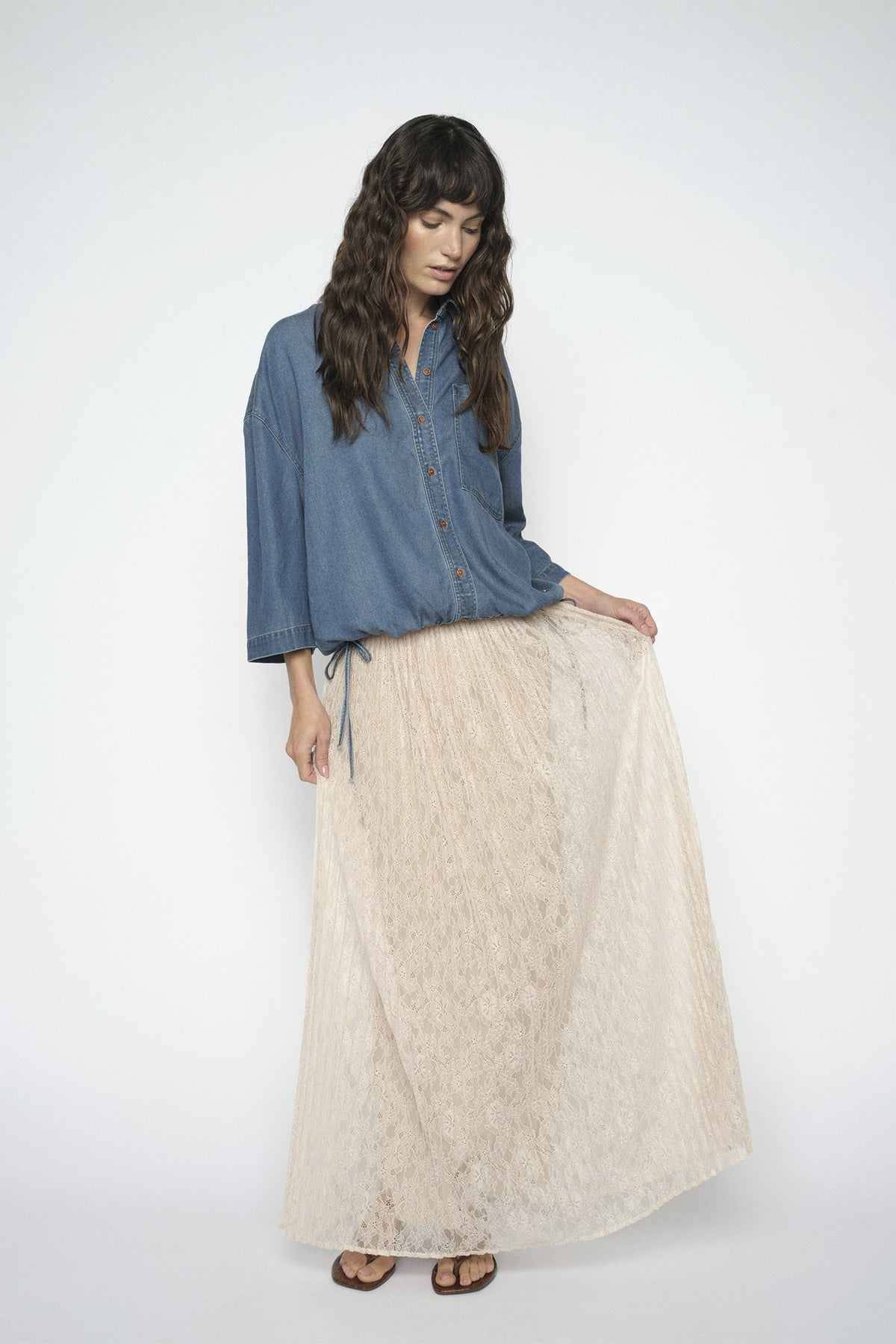 MMJurnee Lace Pleat Skirt Doeskin - 179670