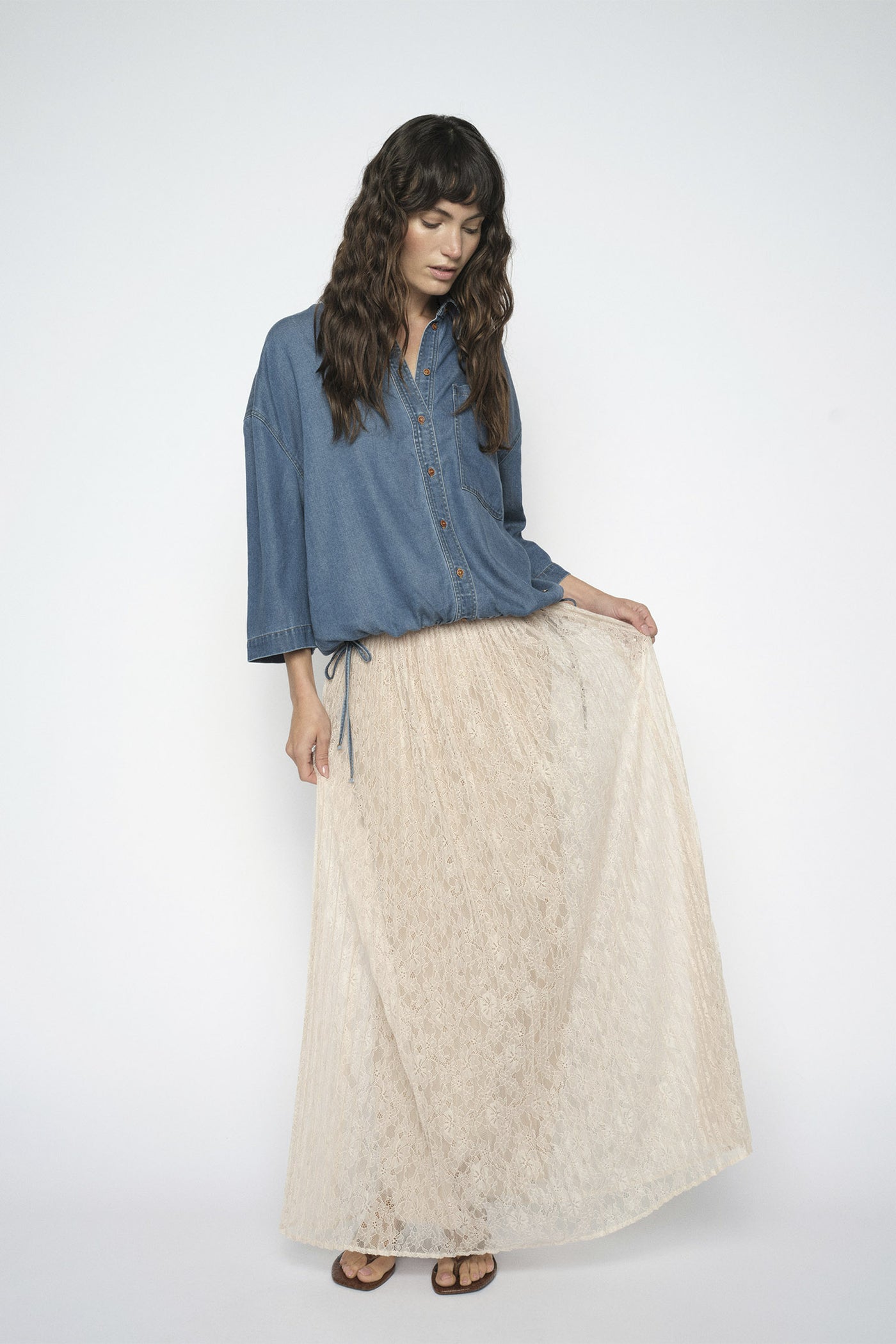 MMJurnee Lace Pleat Skirt Doeskin - 179670