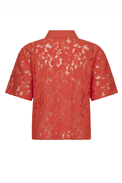 MMLia River SS Lace Shirt Spicy Orange - 177140 Thumbnail