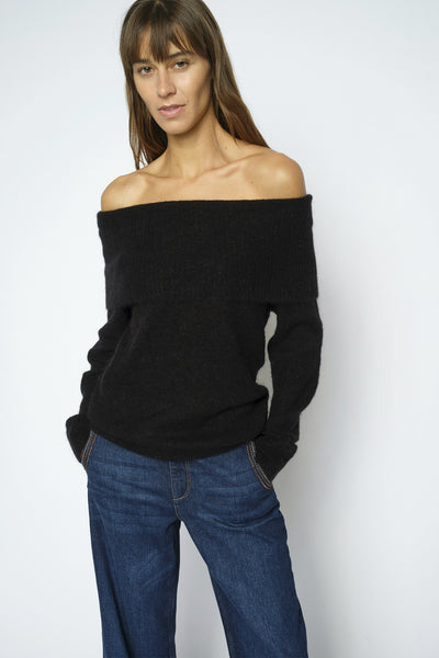 MMMape Off Shoulder Knit Black - 182180 Thumbnail