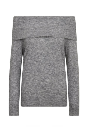 MMMape Off Shoulder Knit Grey Melange - 182180