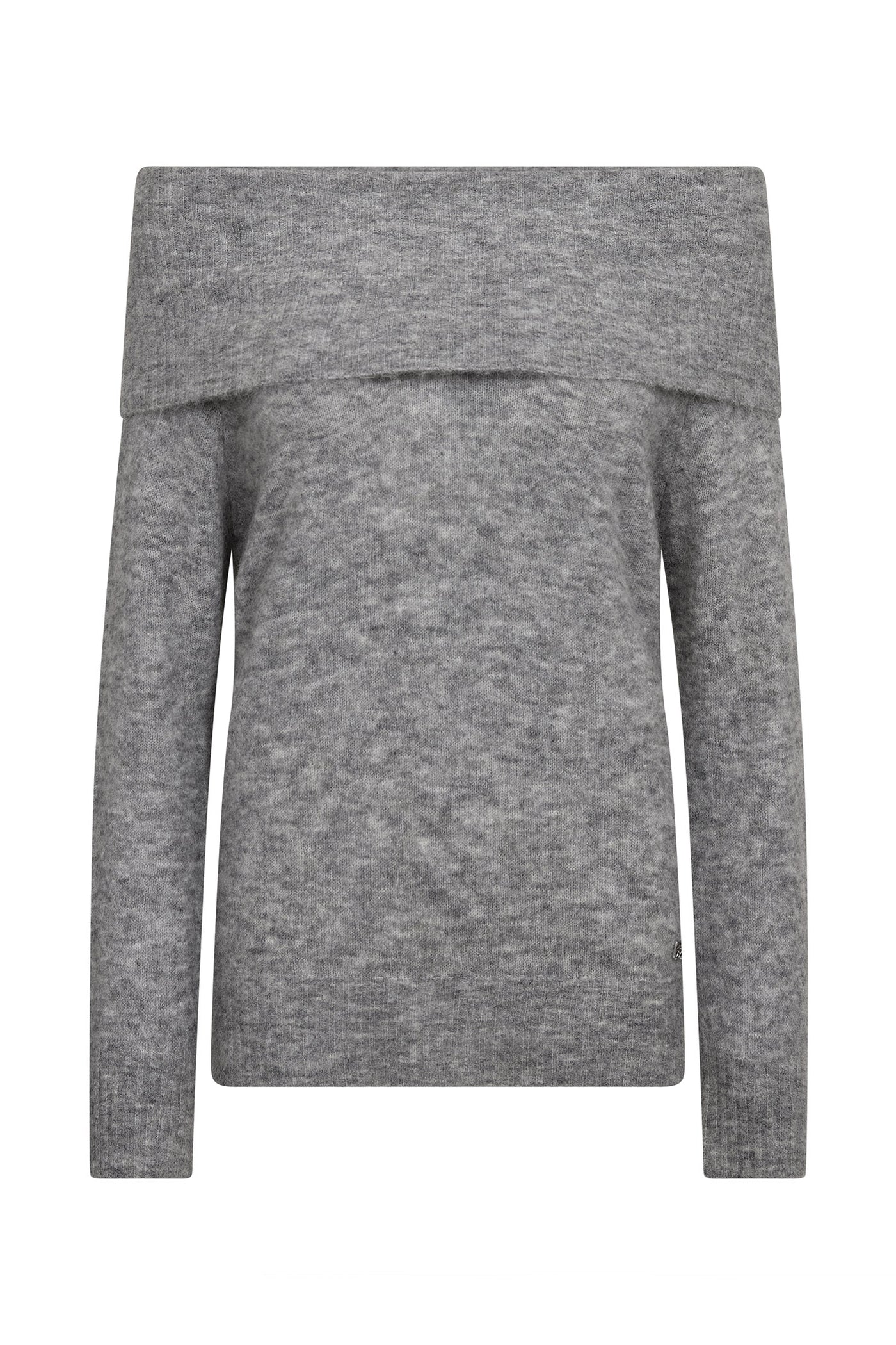 MMMape Off Shoulder Knit Grey Melange - 182180