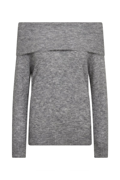 MMMape Off Shoulder Knit Grey Melange - 182180 Thumbnail