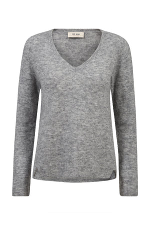 MMMape Sophia V-Neck Knit Grey Melange - 182160